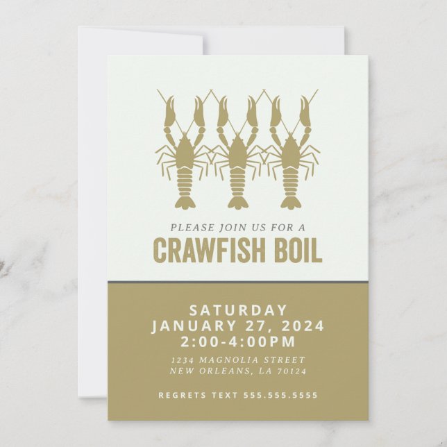GOLD CRAWFISH BOIL INVITATION (Front)