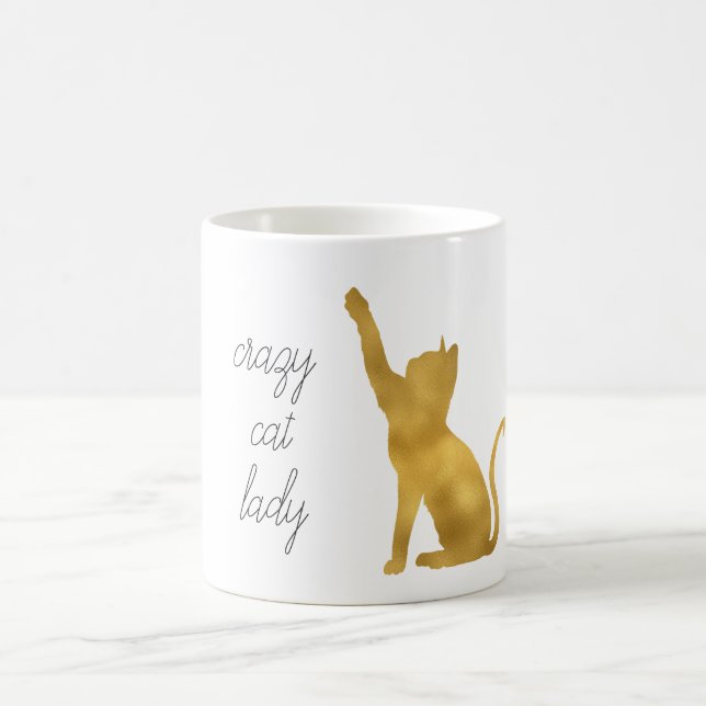 Gold Crazy Cat Lady Coffee Mug (Center)