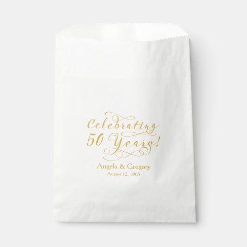 Gold Cream 50 Years 50th Wedding Anniversary Favor Bag