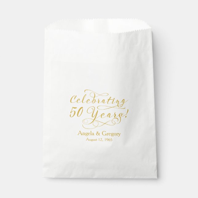 Gold Cream 50 Years 50th Wedding Anniversary Favor Bag (Front)