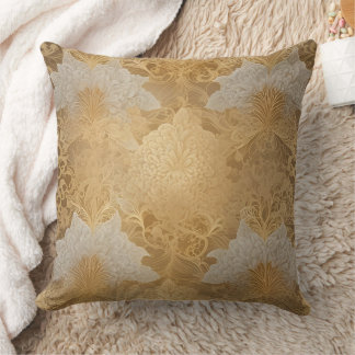Gold & cream AI art  Throw Pillow