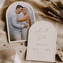 Gold & Cream Arch Save the Date Announcement
