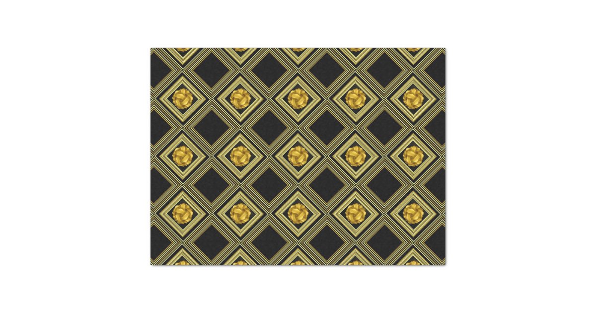 Gold Cream Black Geometric Decoupage Tissue Paper Zazzle