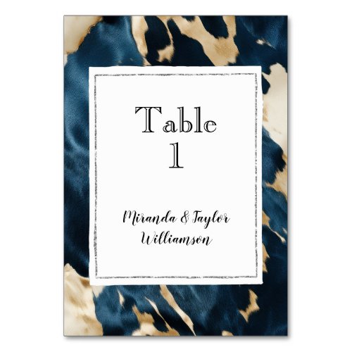 Gold Cream Blue Cream Cowhide Table Number