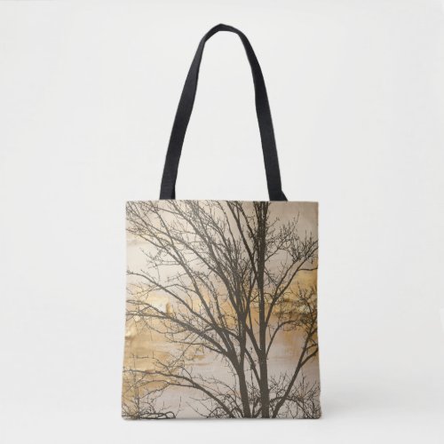 Gold Cream Brown Tree Branches Tote Bag