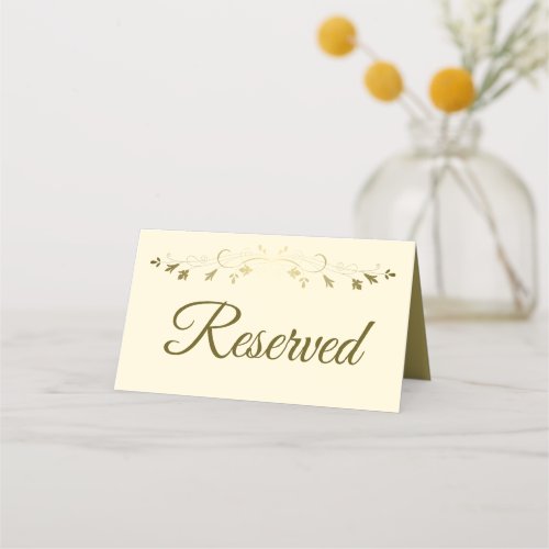 Gold  Cream Elegant Vintage Wedding Reserved Place Card