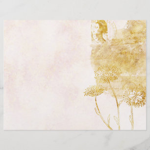 Gold & Cream Floral Scrapbook Paper