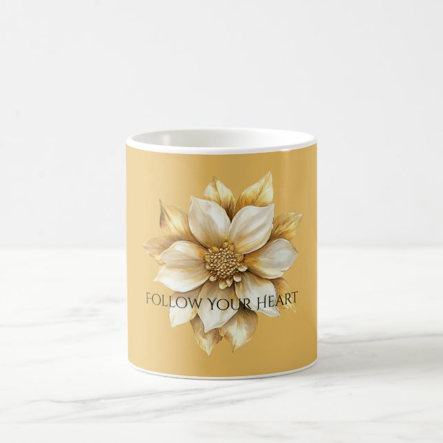 Gold Cream Flower Coffee Mug (Center)