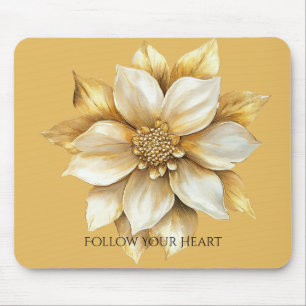 Gold Cream Flower Mouse Pad
