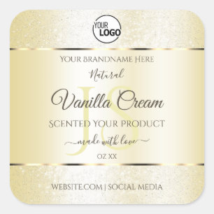 Gold Cream Glitter Product Labels Initials Logo