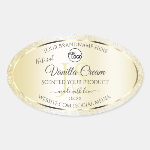 Gold Cream Glitter Product Labels Initials Logo