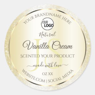 Gold Cream Glitter Product Labels Initials Logo