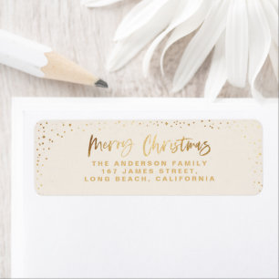 Gold cream Merry Christmas stars Label