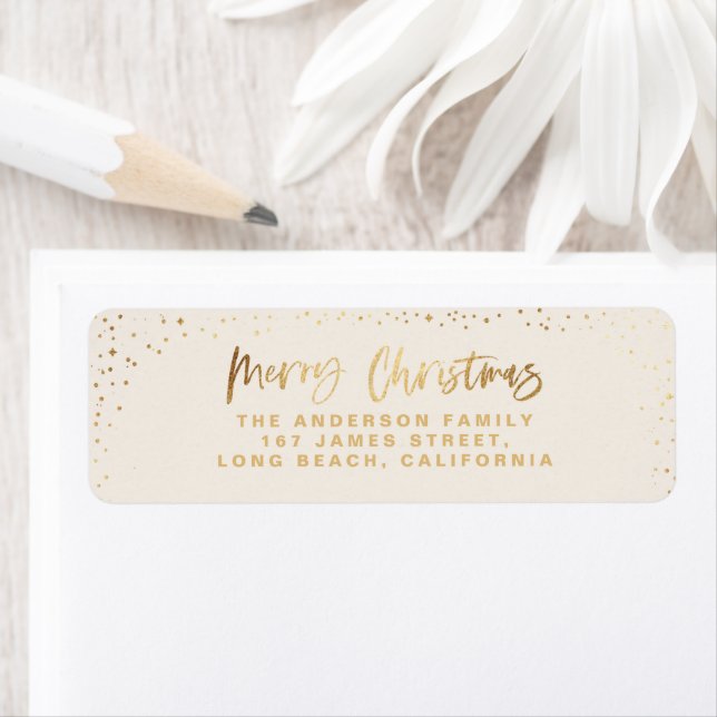 Gold cream Merry Christmas stars Label (Insitu)