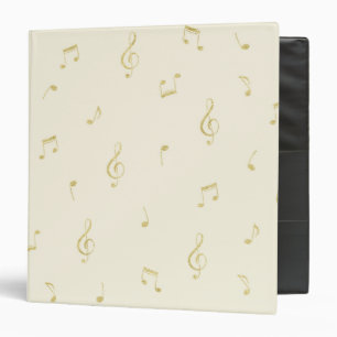 Gold Cream Music Notes 3 Ring Binder