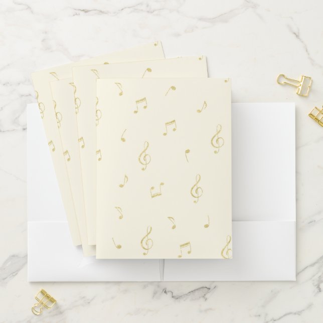 Gold Cream Music Notes Pocket Folder (In Situ)