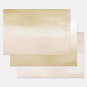 Gold Cream Peach Ombre Life is Beautiful Wrapping Paper Sheets
