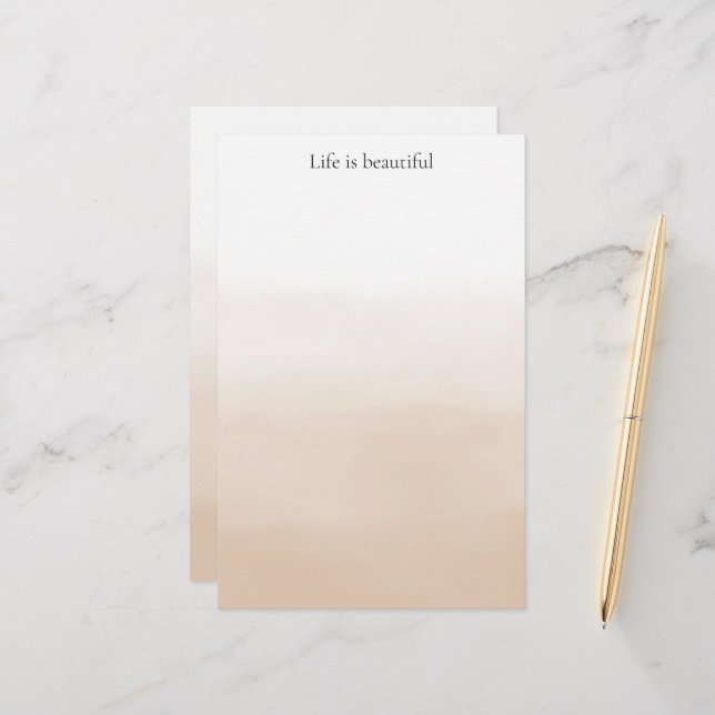 Gold Cream Peach Ombre   Stationery (Front/Back In Situ)