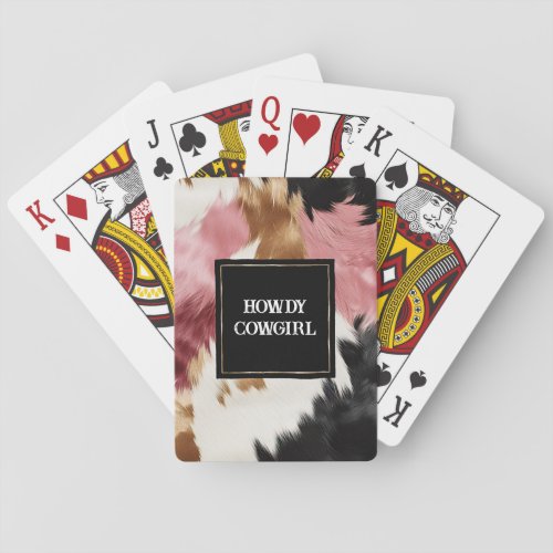 Gold Cream Pink Black Cowgirl Cowhide  Poker Cards