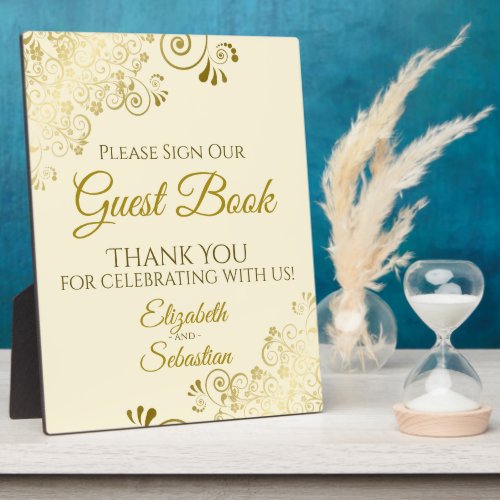 Gold  Cream Please Sign Our Guest Book Wedding Plaque