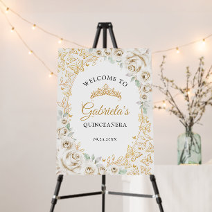 Gold Cream Quinceanera Welcome Foam Board