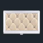 Gold Cream Satin Metallic Elegant Satin Metallic Business Card Case<br><div class="desc">Elegant cream (champagne) color faux tufted metallic satin look with silver stud accents.  Beautiful business card holder/case.  So pretty and chic for that girly girl. So classy and rich looking.</div>