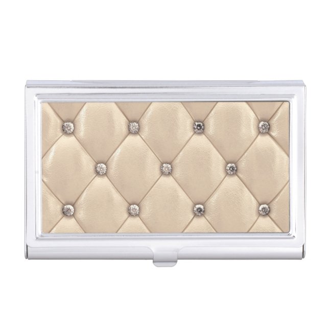 Gold Cream Satin Metallic Elegant Satin Metallic Business Card Case (Front)
