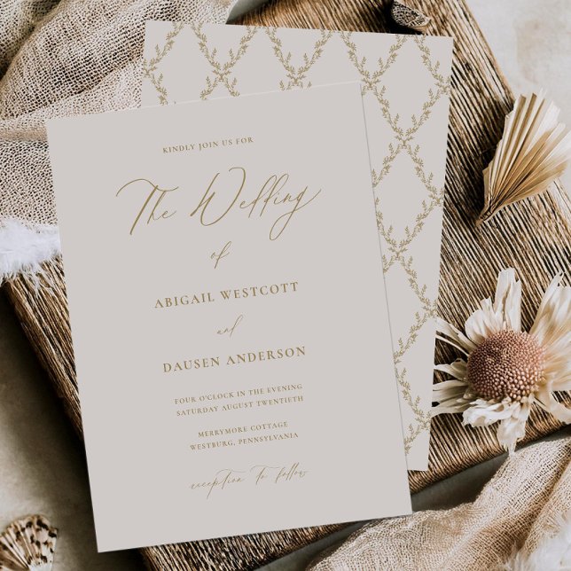 Gold & Cream Simple Wedding Invitation Card (Creator Uploaded)