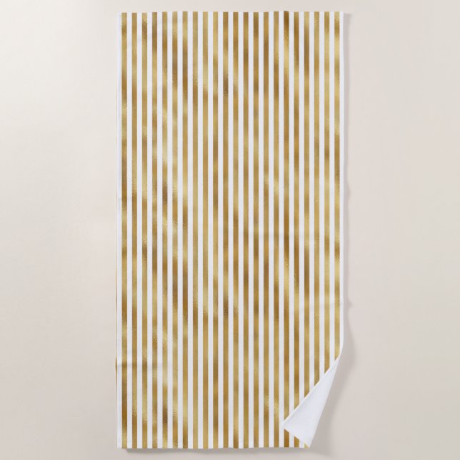 Gold Cream Stripes Beach Towel (Front)