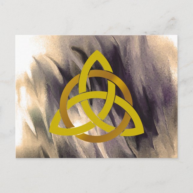 Gold Cream Trinity Knot Celtic Watercolor Postcard (Front)
