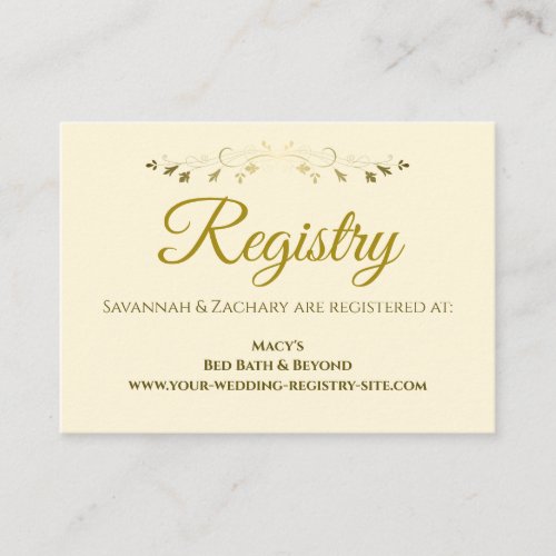 Gold  Cream Vintage Border Wedding Registry Enclosure Card