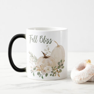 Gold Cream Watercolor Pumpkin and Roses Fall Bliss Color Morph Mug