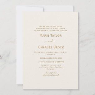 Gold & Cream Wedding Invitation