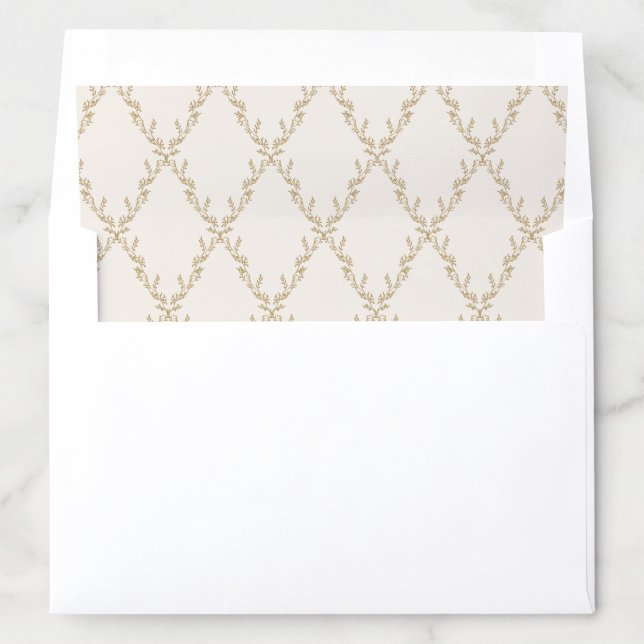 Gold & Cream Wedding Invitation Envelope Liner (In Envelope)