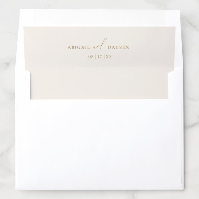 Gold & Cream Wedding Invitation Envelope Liner (In Envelope)