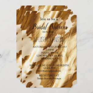 Gold Cream Western Cowhide Invitation