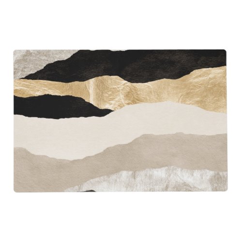Gold Cream White Black Stripes Placemat
