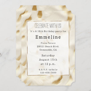 Gold Cream White Western Cowhide Invitation