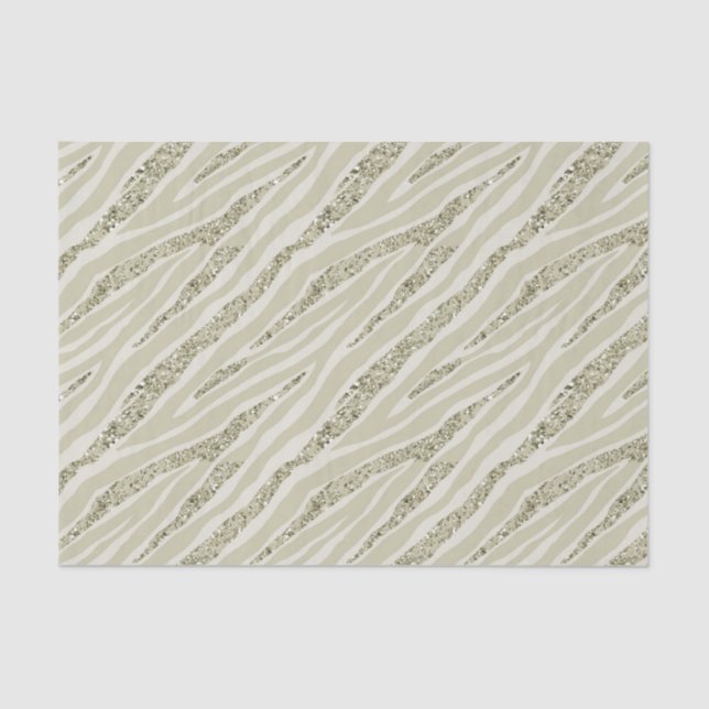 Gold Cream Zebra Print Glitter Tissue Paper (Front)