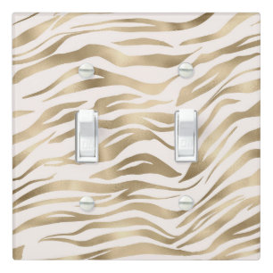Gold Cream Zebra Print Light Switch Cover