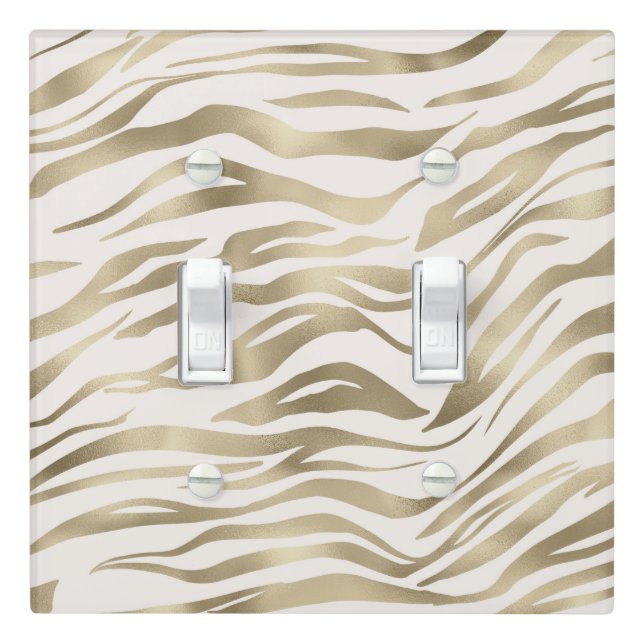 Gold Cream Zebra Print   Light Switch Cover (In Situ)