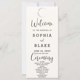 Gold Crescent Moon Celestial White Wedding Program