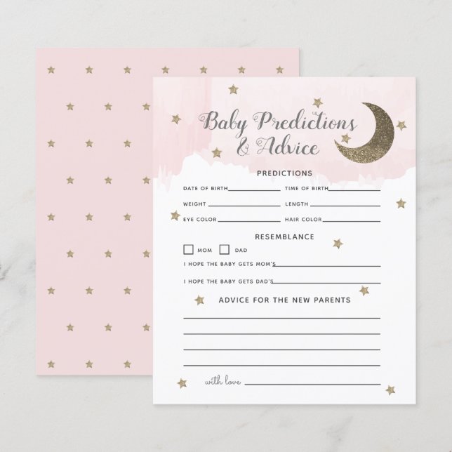 Gold Crescent Moon Pink Baby Predictions & Advice (Front/Back)