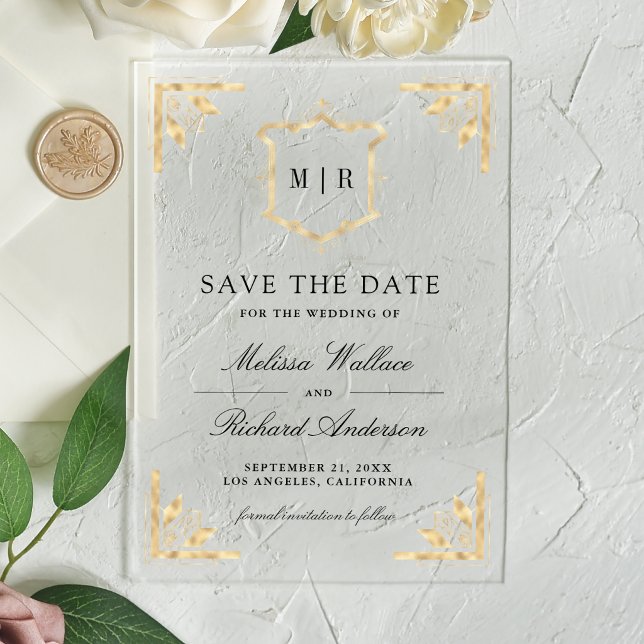 Gold Crest Monogram Wedding Save the Date (Creator Uploaded)