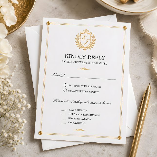 Gold Crest RSVP Card (Gold Crest RSVP Card)