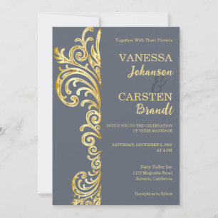 Gold Crest Wedding Invitation