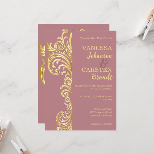 Gold Crest Wedding Invitation