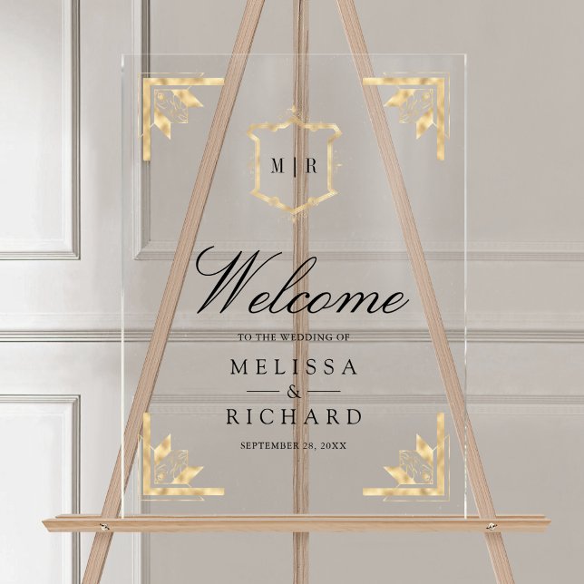 Gold Crest Wedding Welcome Acrylic Sign (Creator Uploaded)