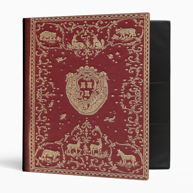 Gold Crested Antique Book Print  Gothic Binder (Front/Inside)