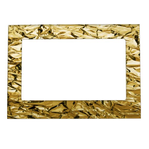 Gold crinkly tin foil plated abstract design magnetic picture frame